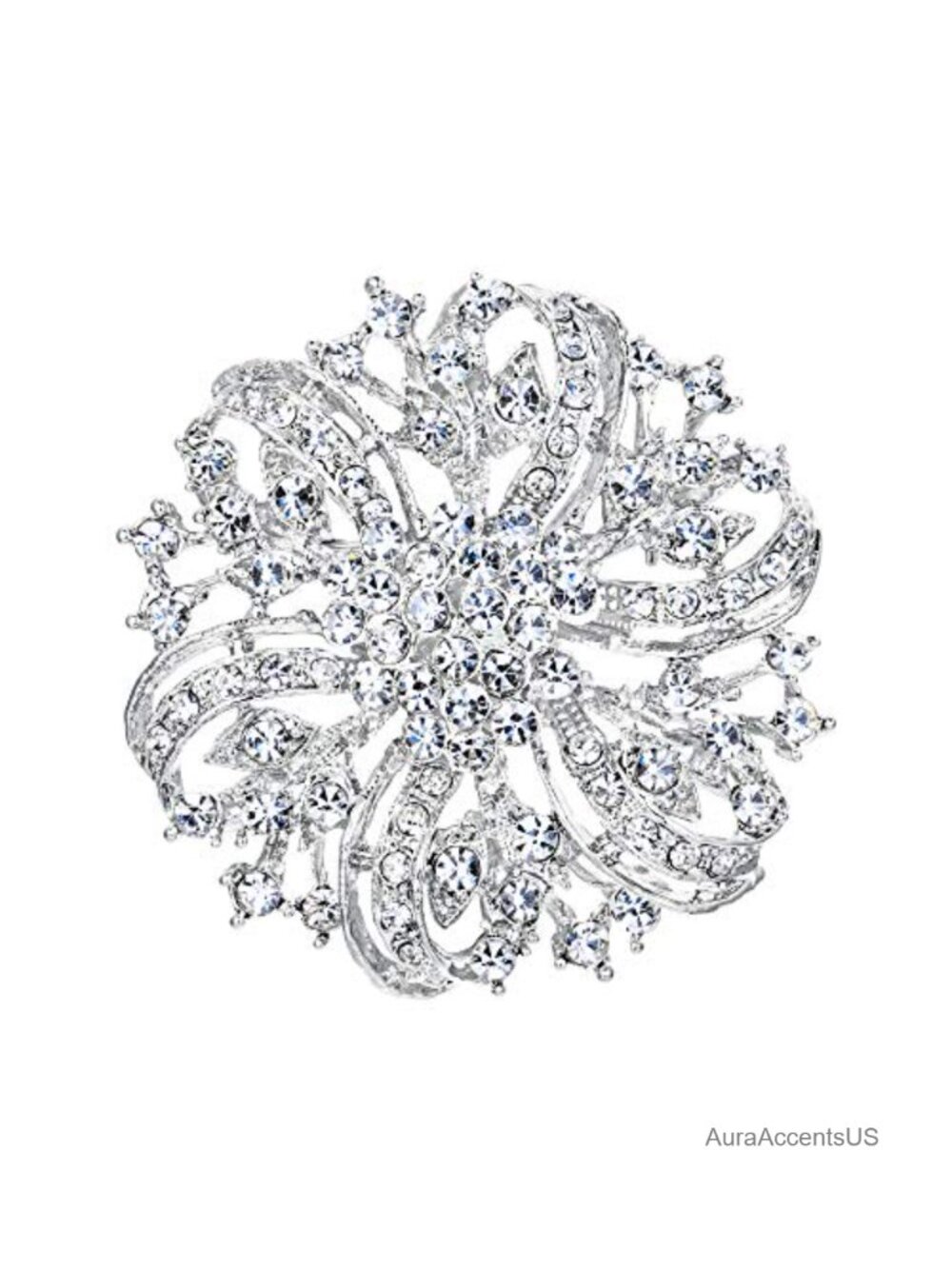 Austrian Crystal Vintage Inspired Bridal Flower Brooch Corsage